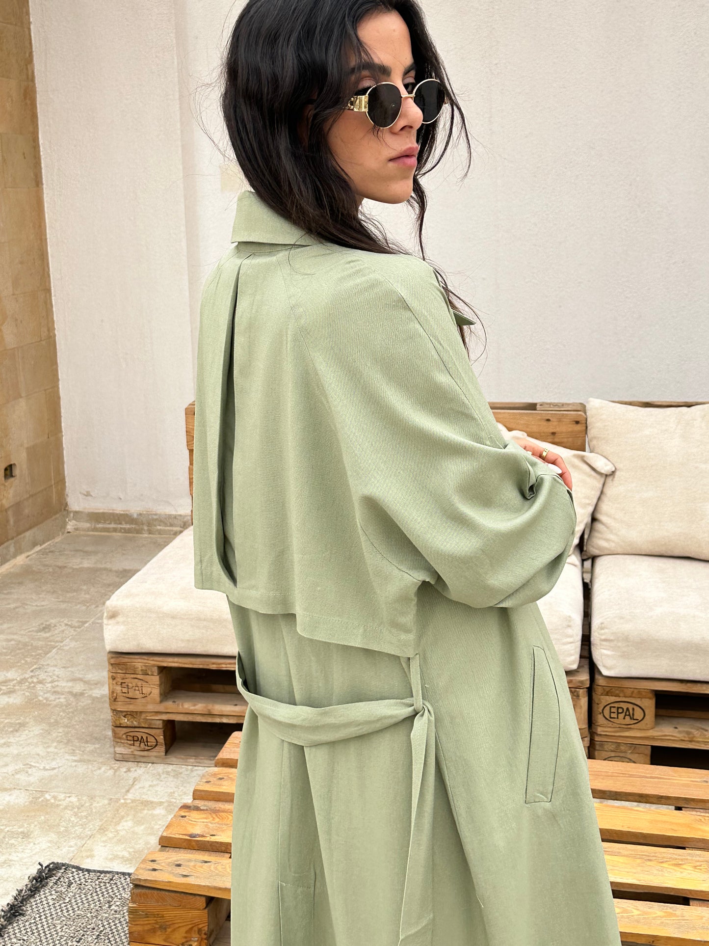 Linen Trench - Olive