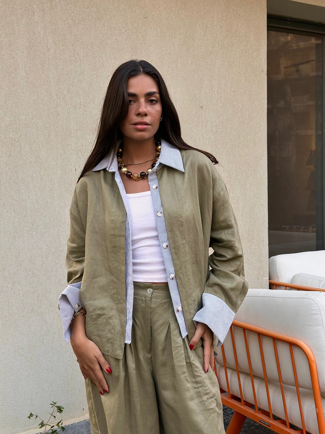 Two Tone Shirt - Olive