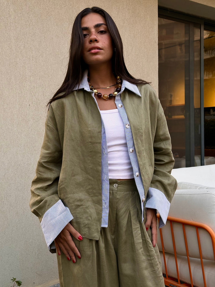Two Tone Shirt - Olive