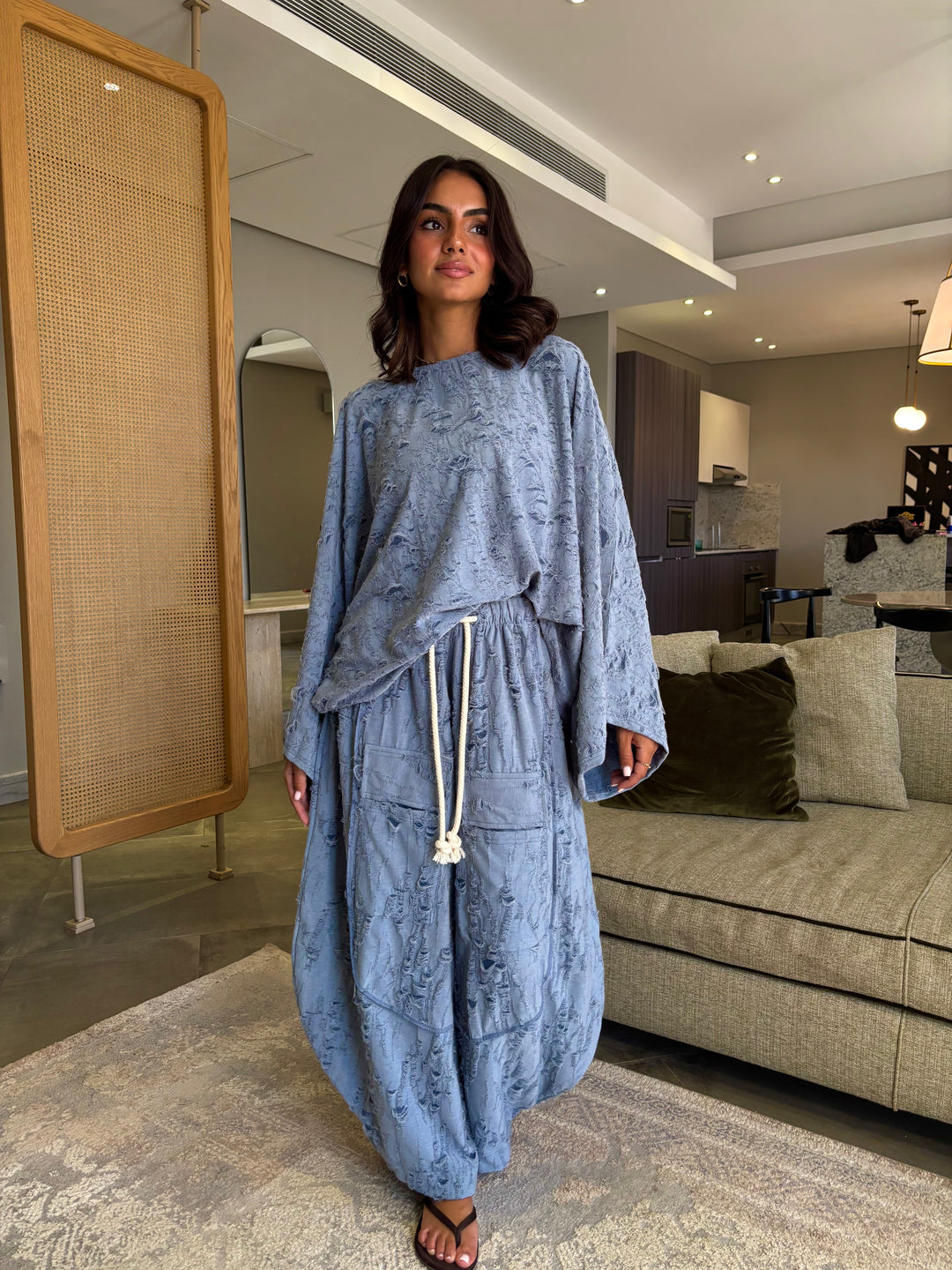 Jacquard Pants - Blue
