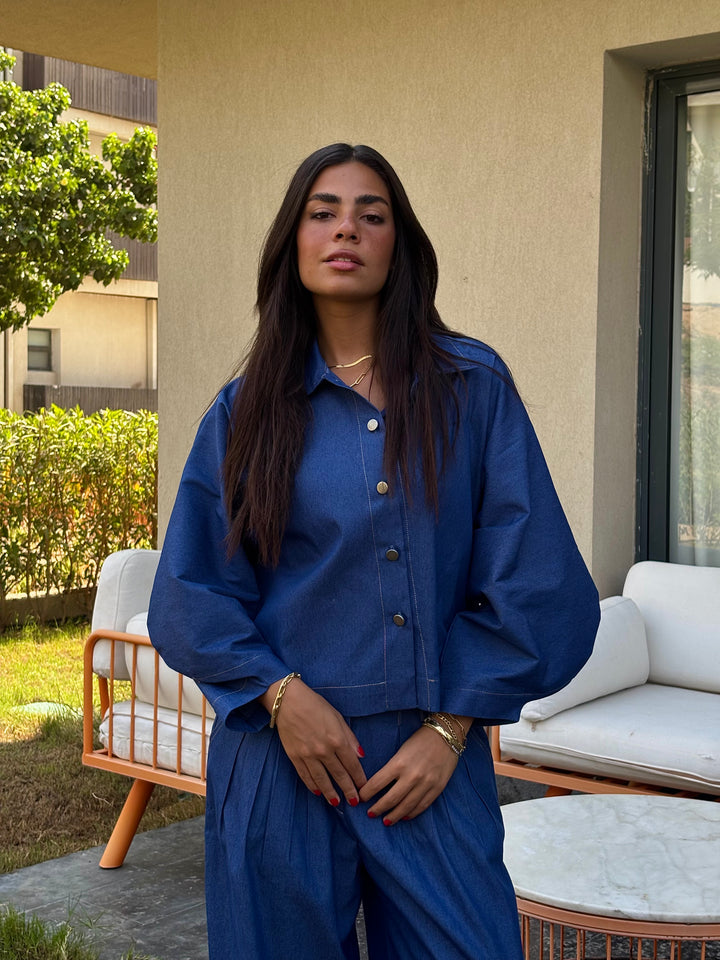 Puffy Denim Shirt - Dark Blue