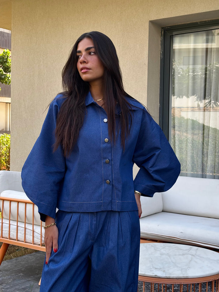 Puffy Denim Shirt - Dark Blue