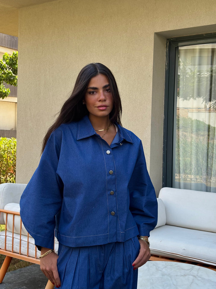 Puffy Denim Shirt - Dark Blue