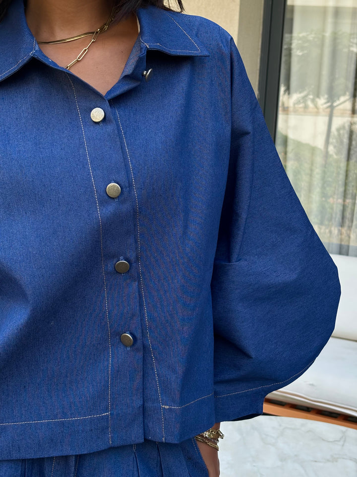 Puffy Denim Shirt - Dark Blue
