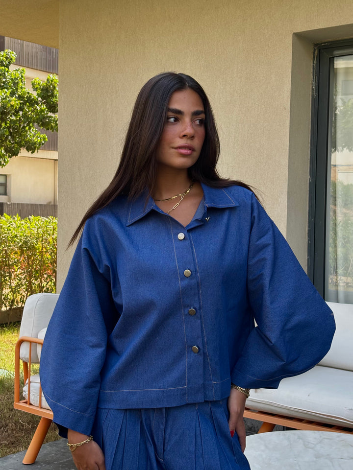 Puffy Denim Shirt - Dark Blue
