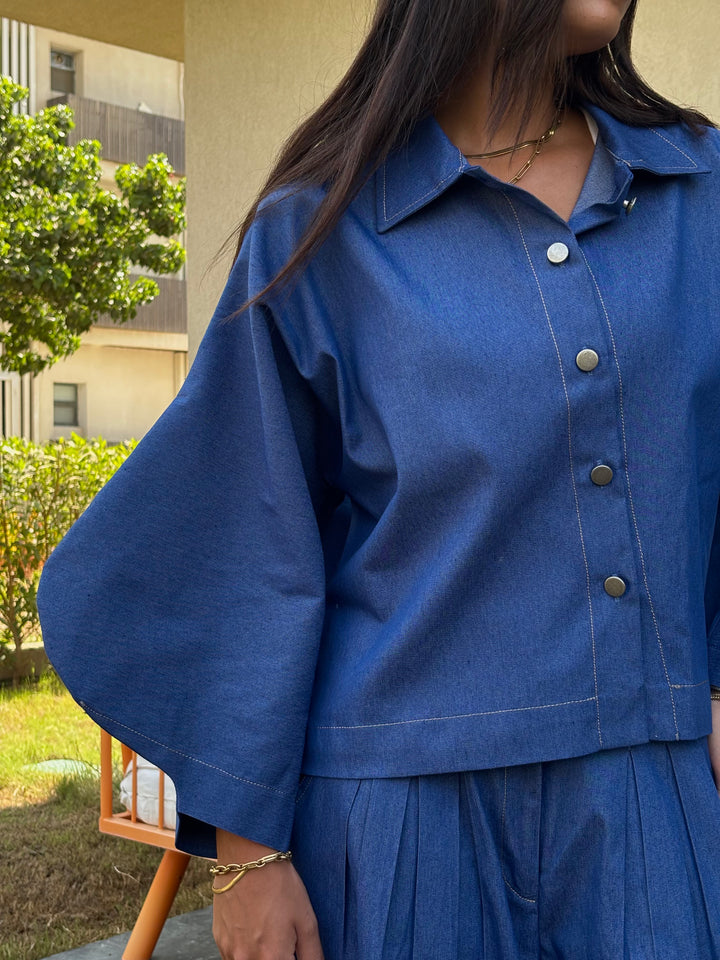 Puffy Denim Shirt - Dark Blue
