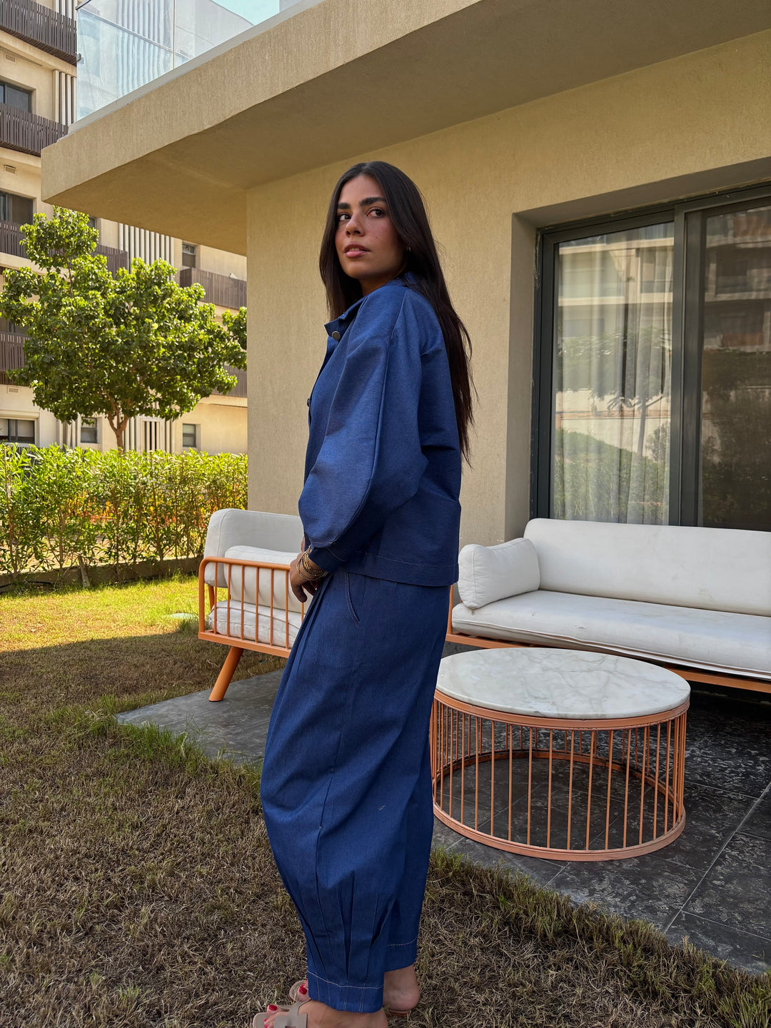 Puffy Denim Shirt - Dark Blue