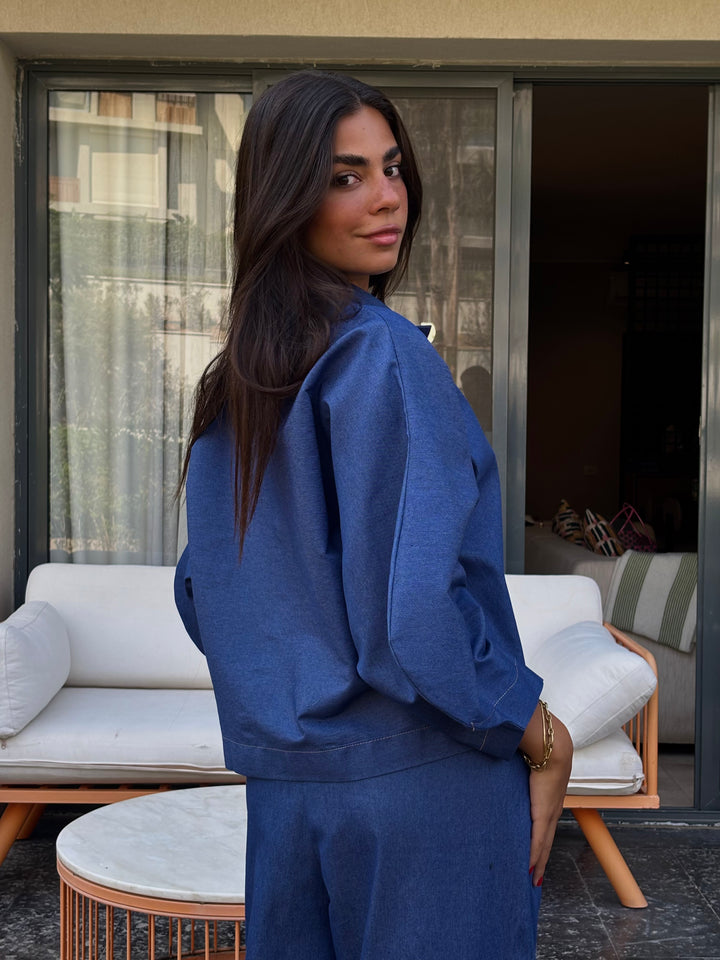 Puffy Denim Shirt - Dark Blue