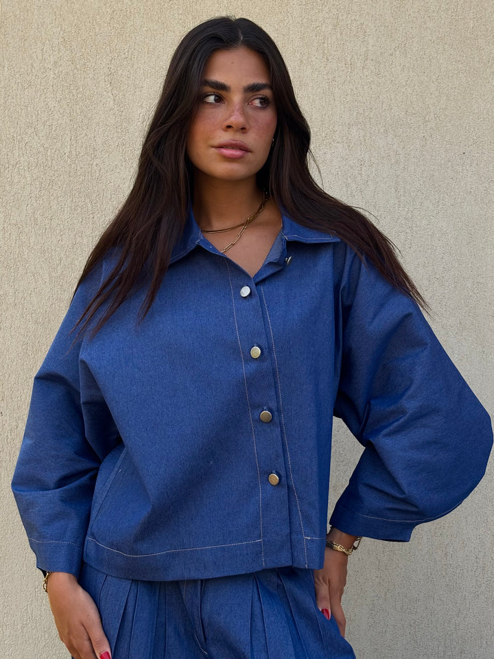 Puffy Denim Shirt - Dark Blue