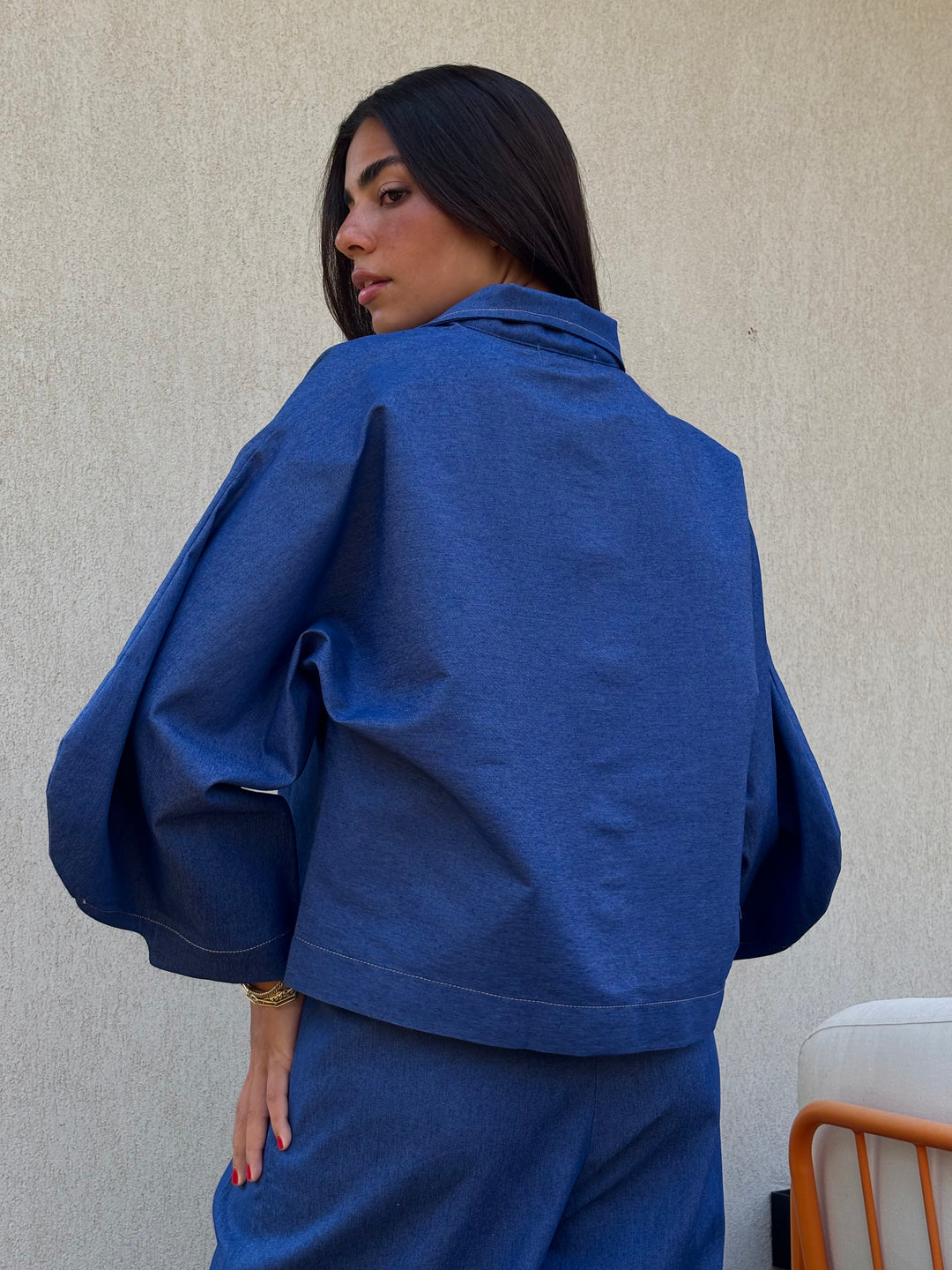 Puffy Denim Shirt - Dark Blue