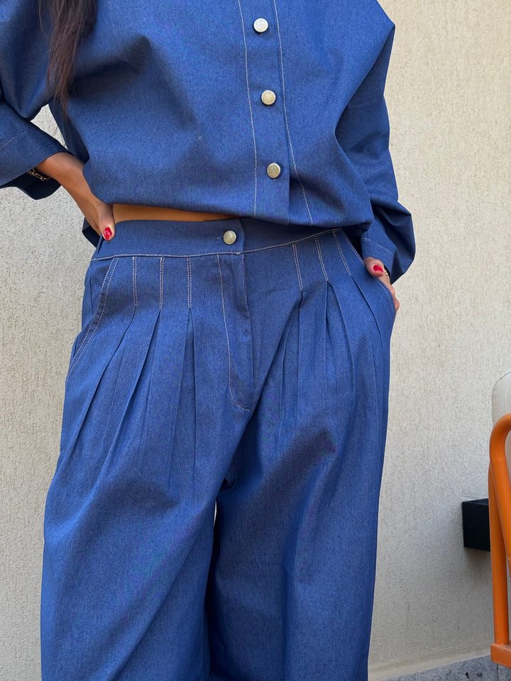 Puffy Denim Pants - Dark Blue