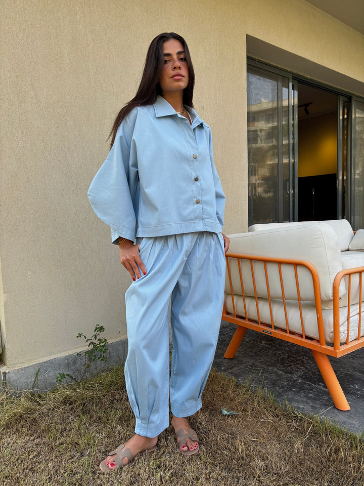 Puffy Denim Shirt - Light Blue