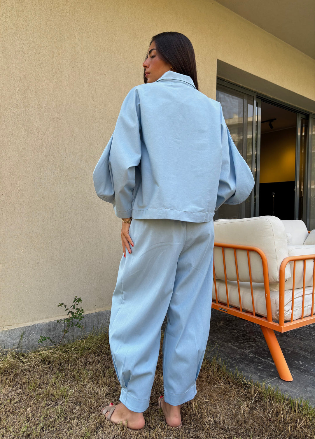 Puffy Denim Pants - Light Blue