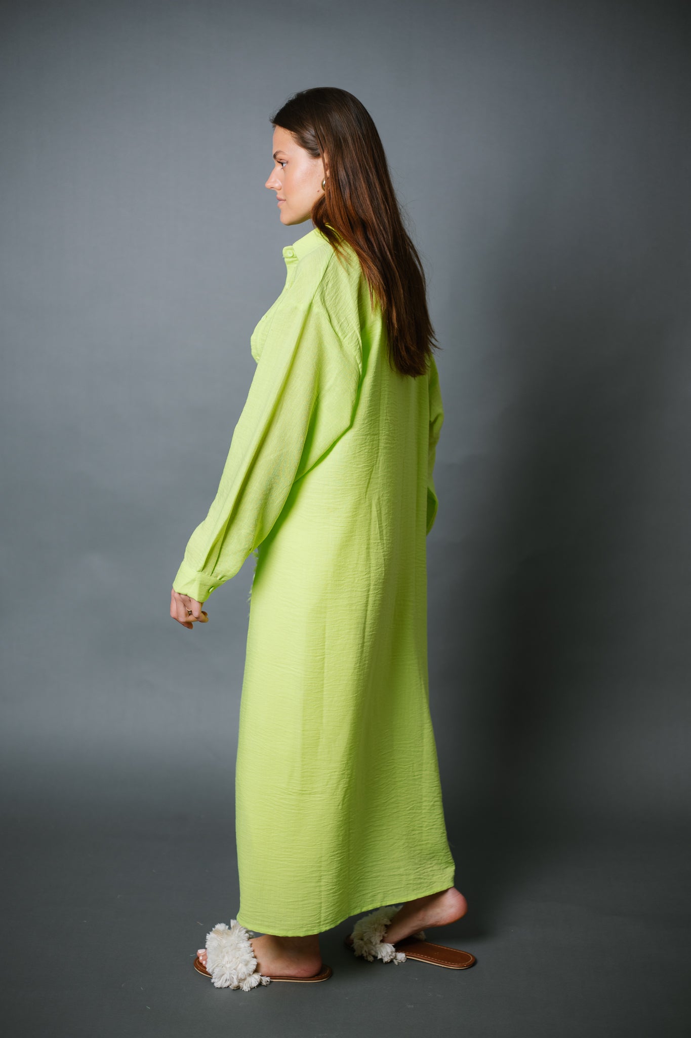 Fringed Sided Shirt in Apple Green