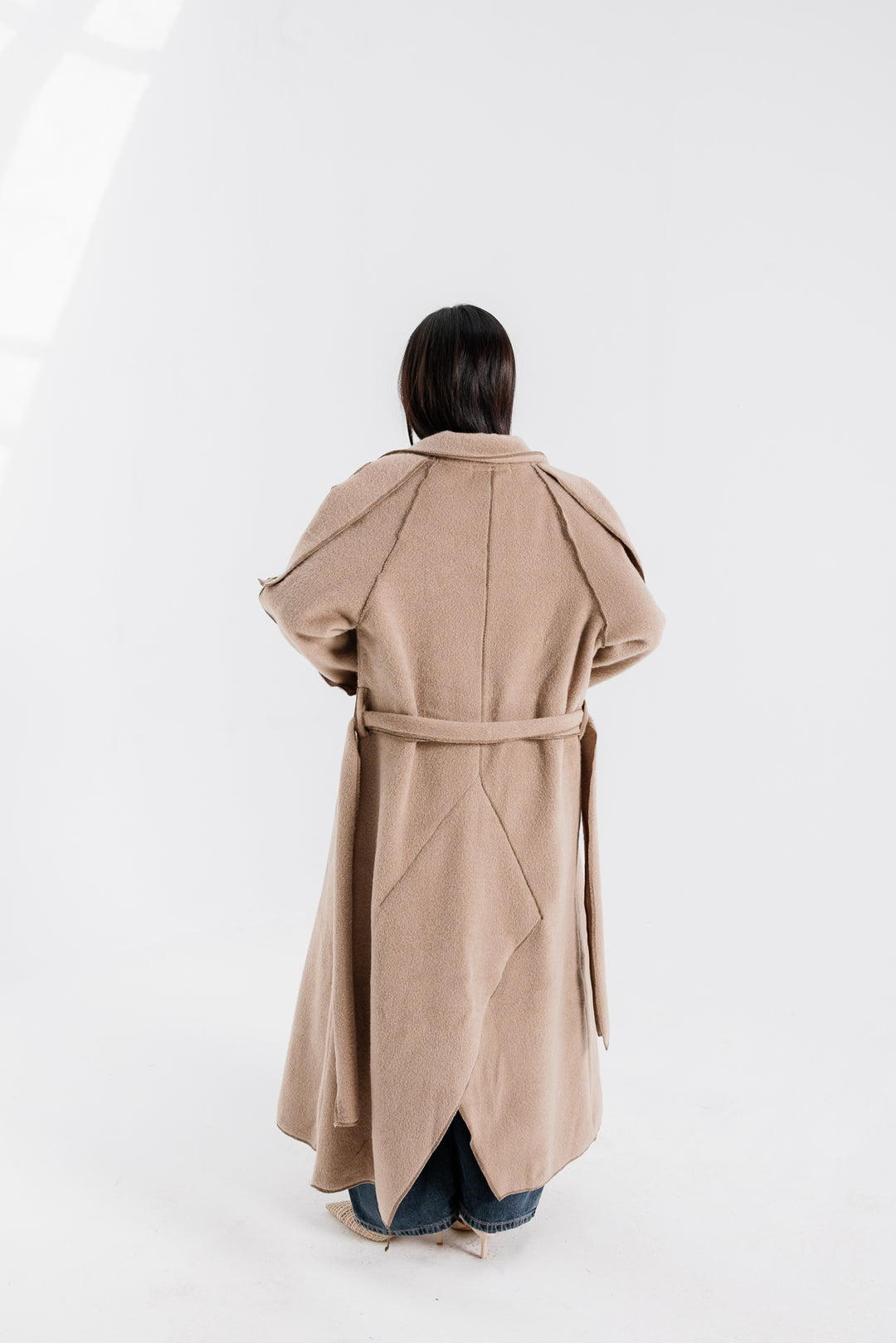 Stitched Wool Coat - Beige