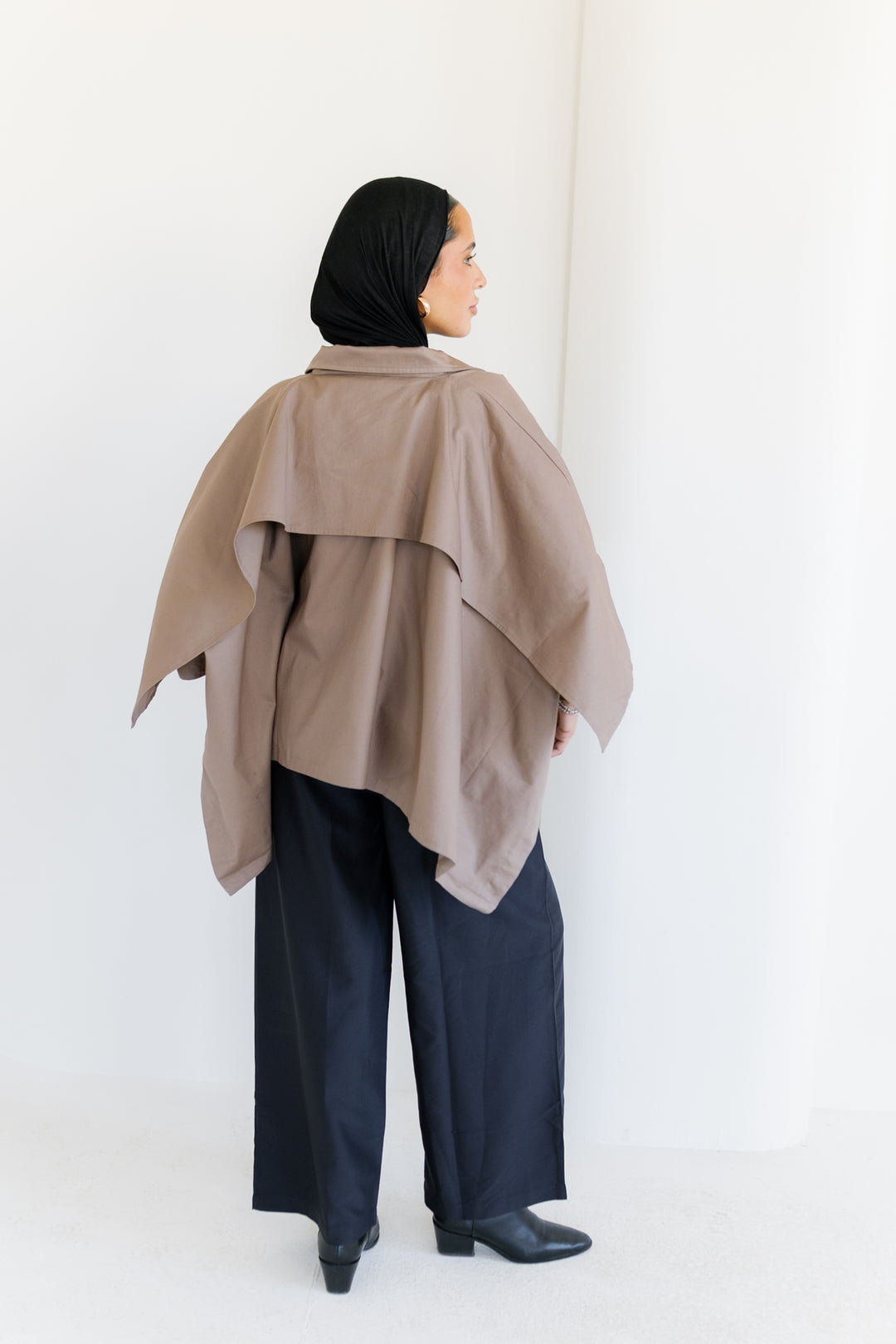 Cape Cropped Trench - Light Brown