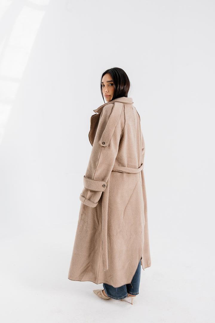 Stitched Wool Coat - Beige