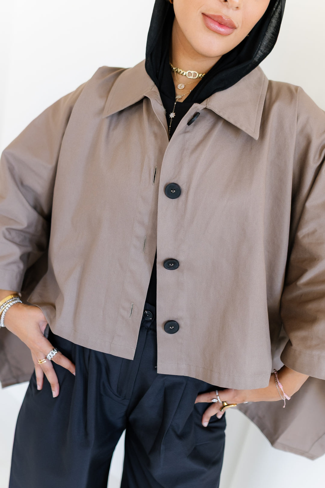 Cape Cropped Trench - Light Brown