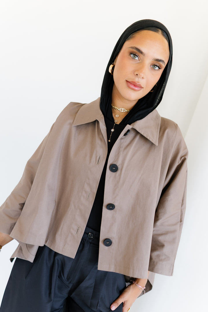 Cape Cropped Trench - Light Brown