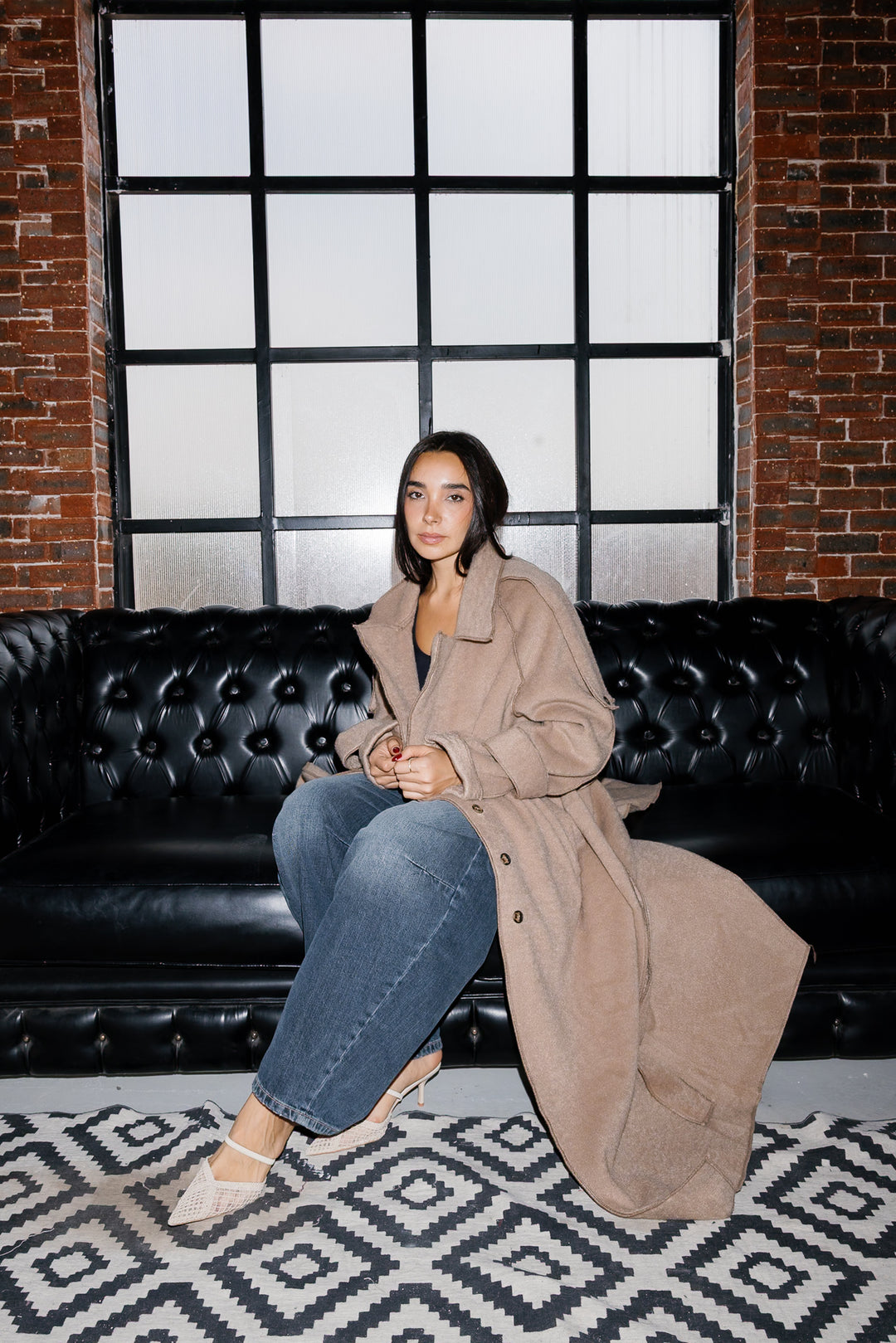 Stitched Wool Coat - Beige