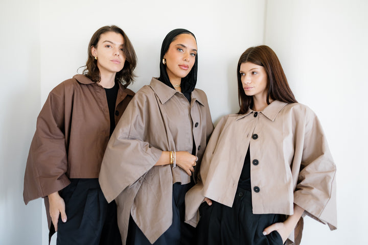 Cape Cropped Trench - Nude Beige