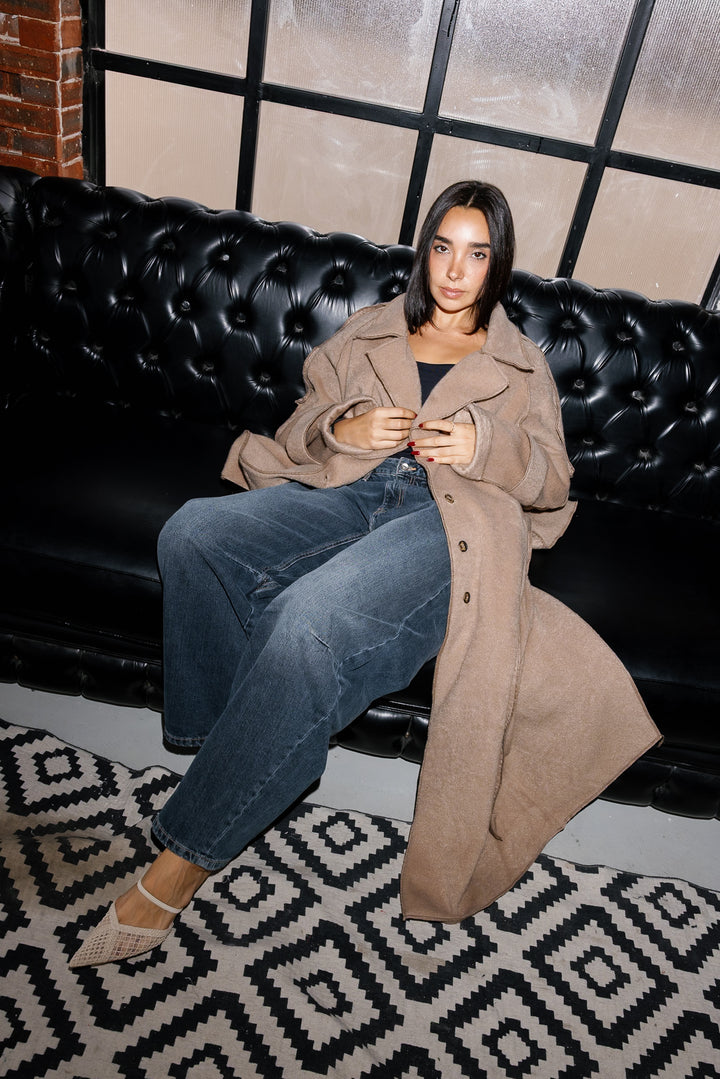 Stitched Wool Coat - Beige