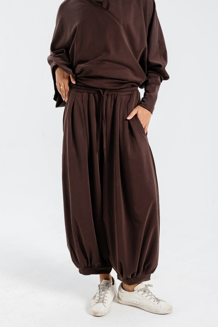 Gather Pants - Brown