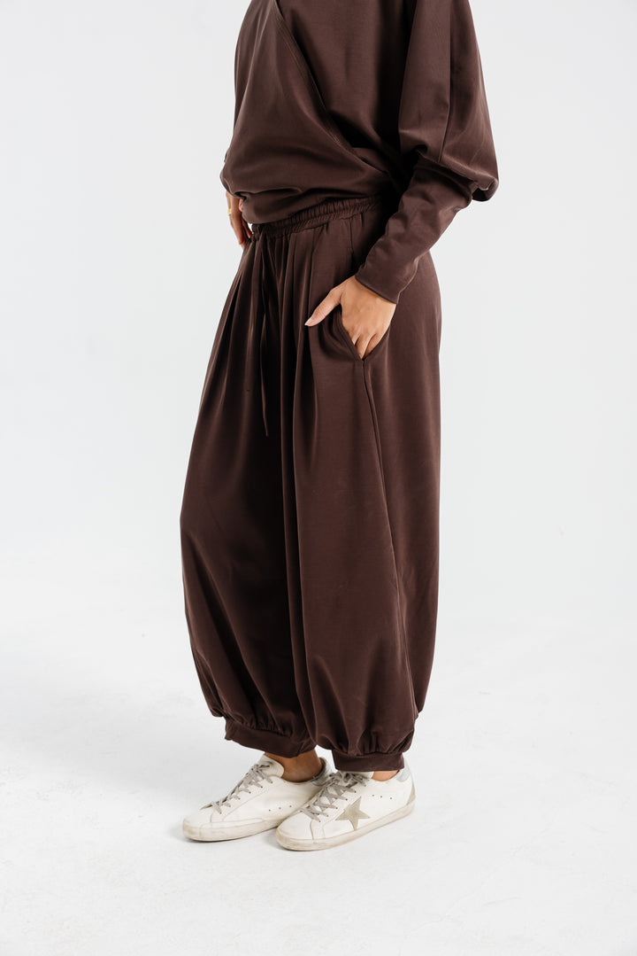 Gather Pants - Brown