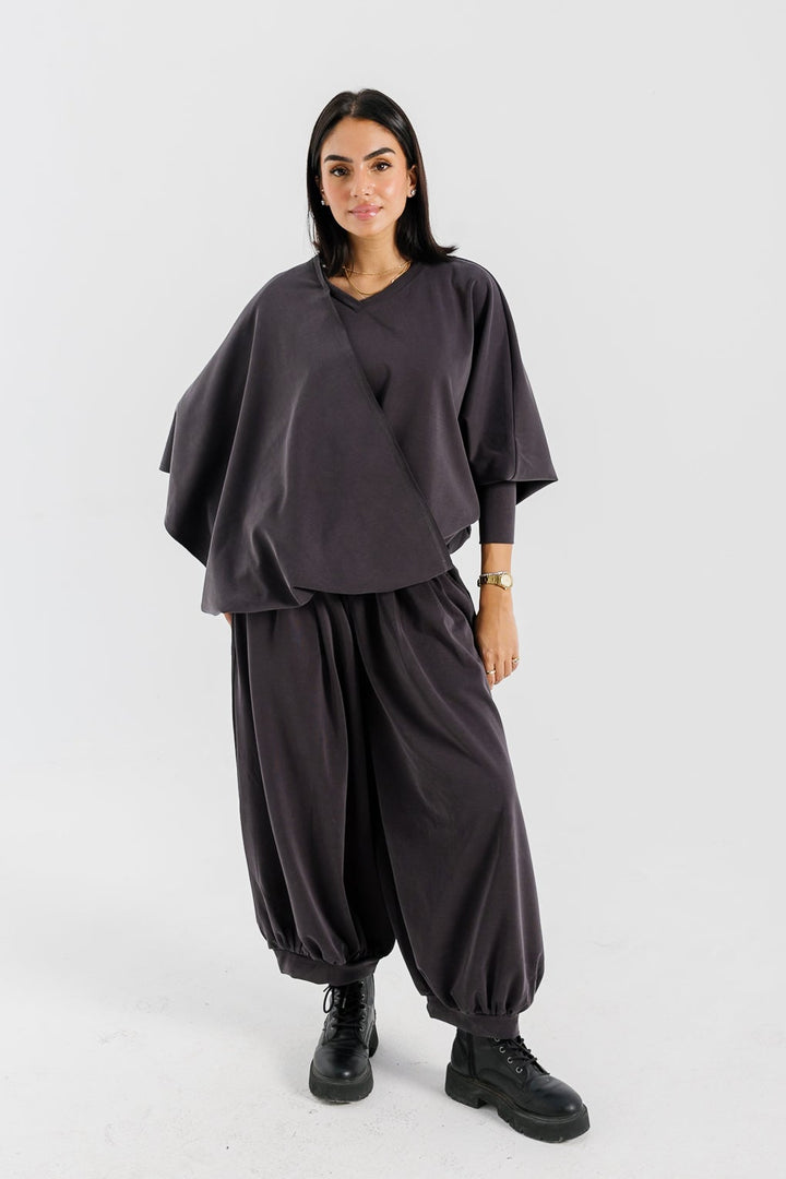 Gather Top - Dark Grey