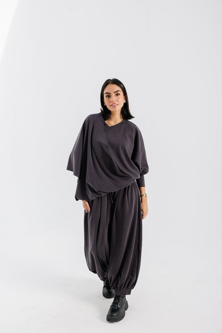 Gather Top - Dark Grey