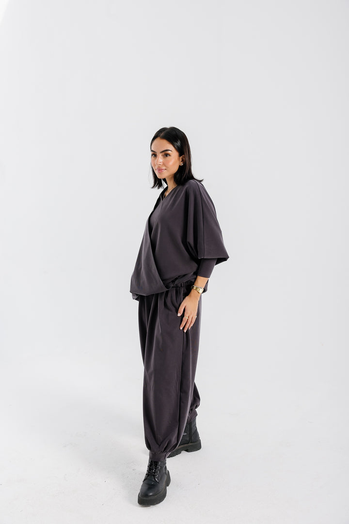 Gather Top - Dark Grey