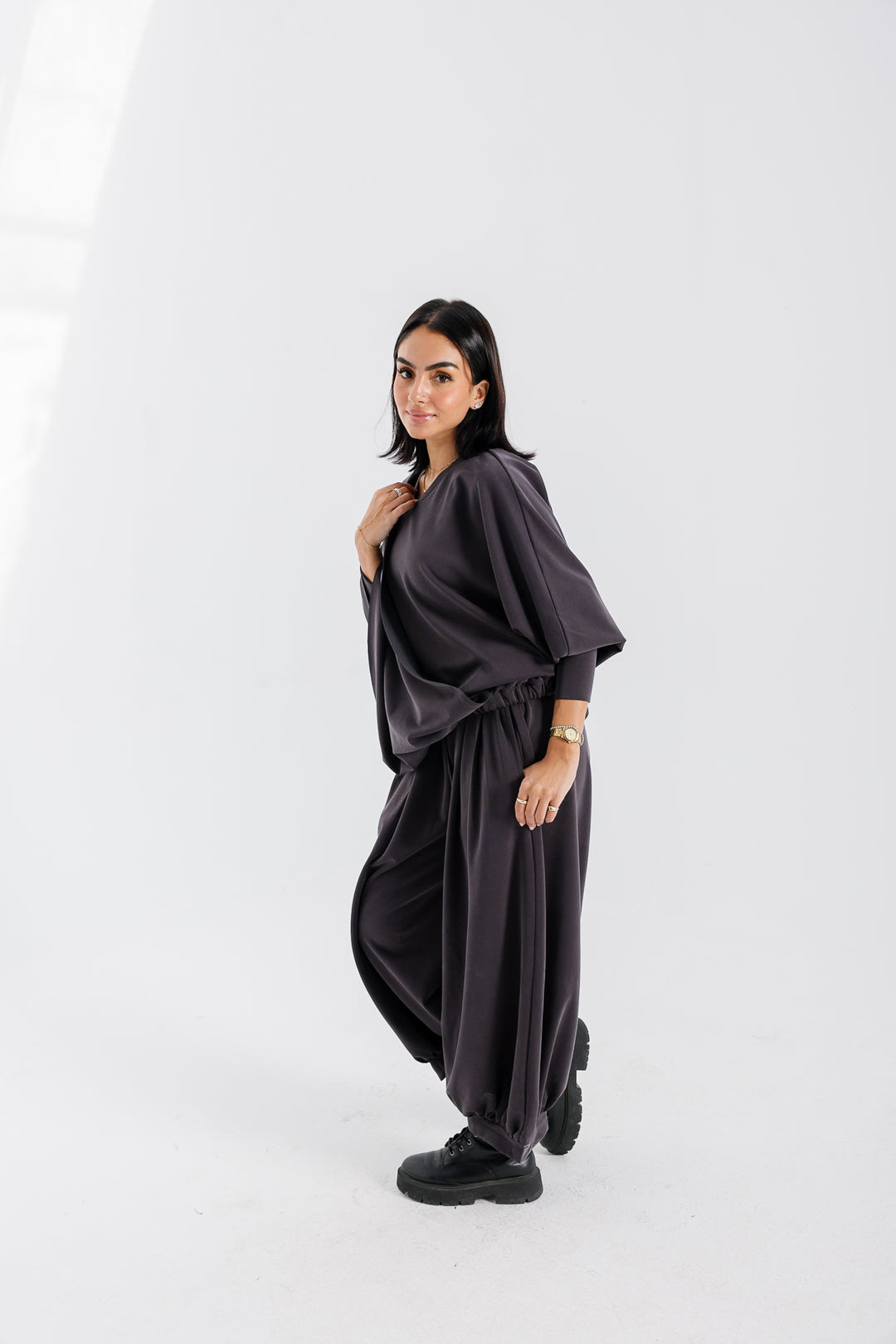 Gather Top - Dark Grey