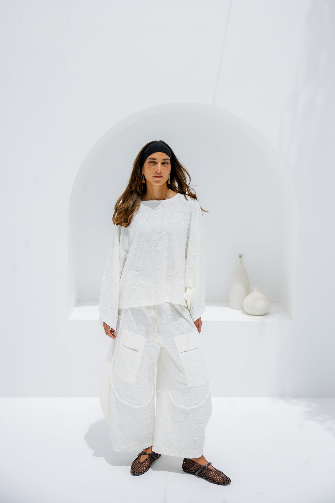 Jacquard Pants - White