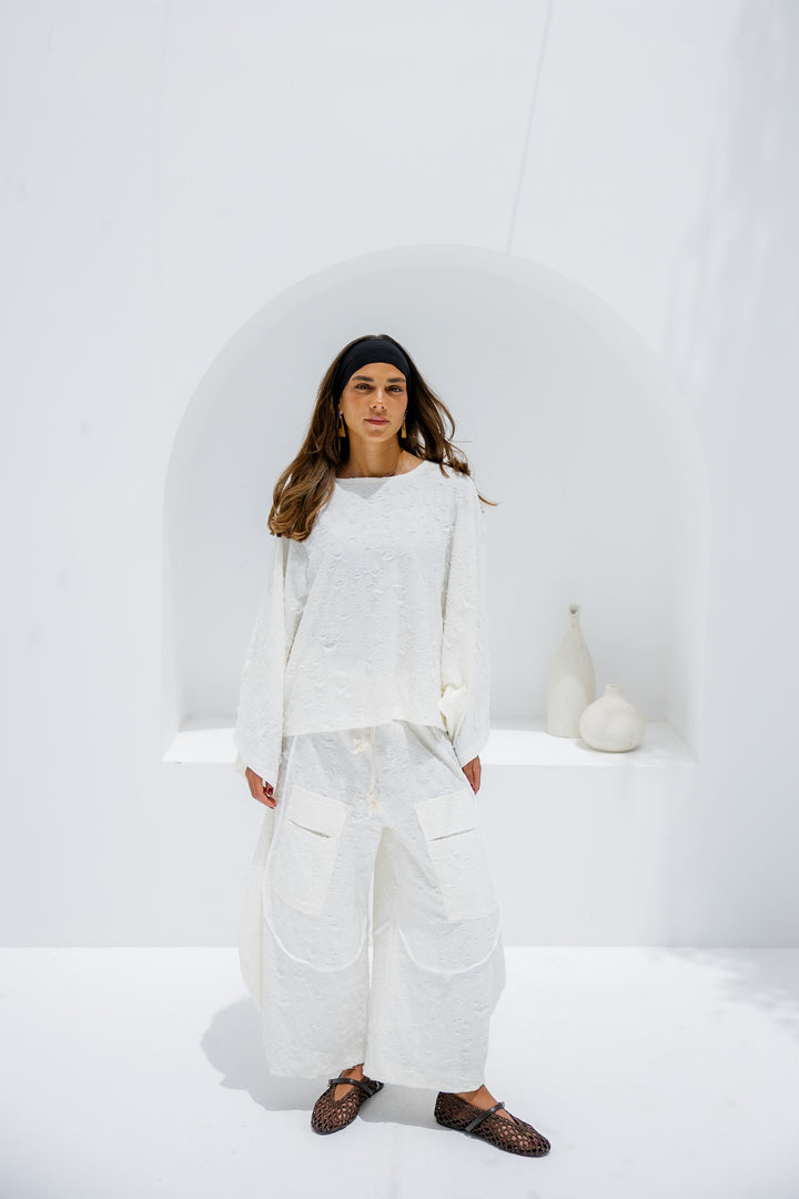 Jacquard Pants - White