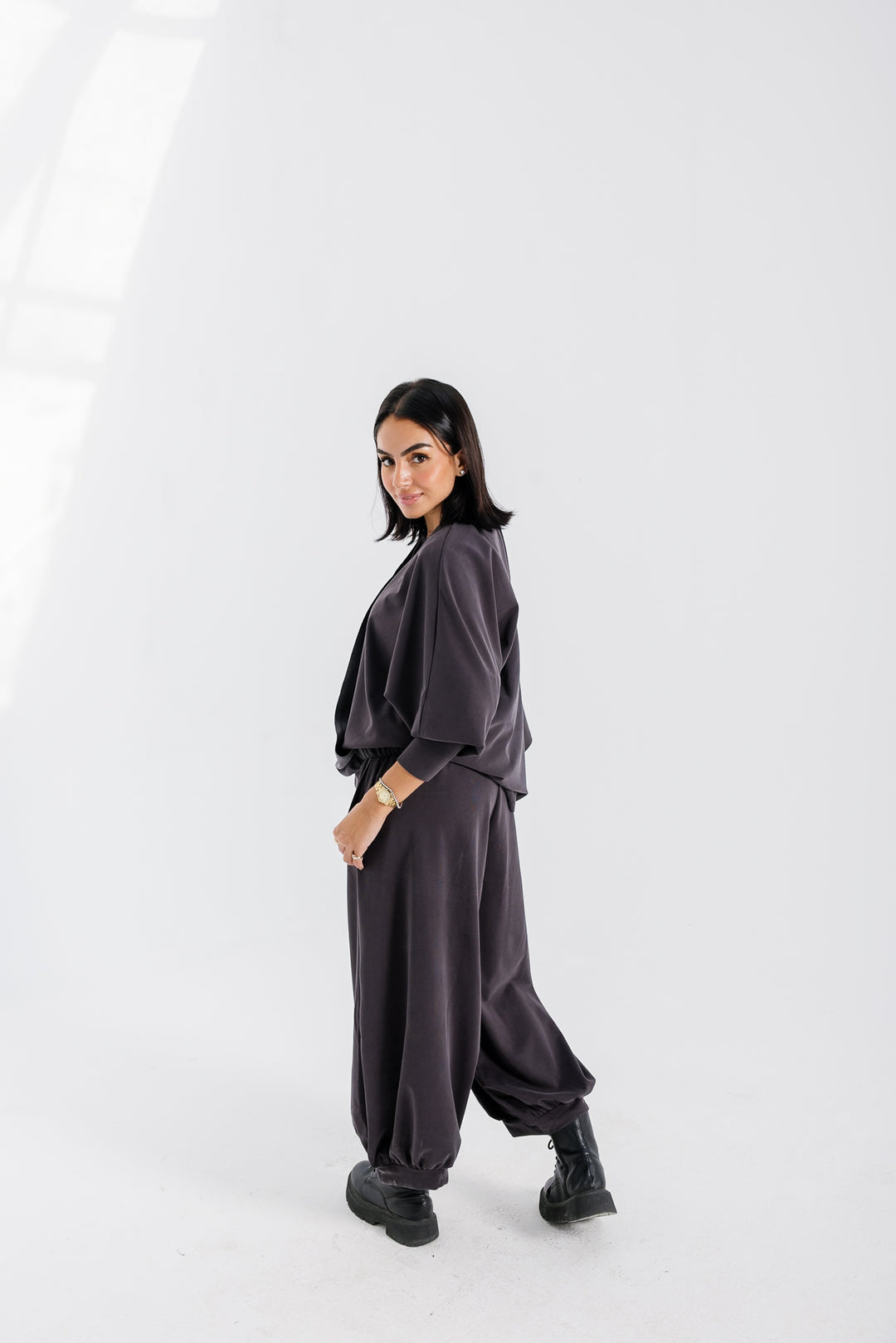 Gather Top - Dark Grey