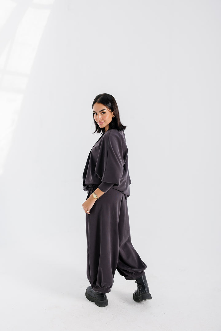 Gather Top - Dark Grey