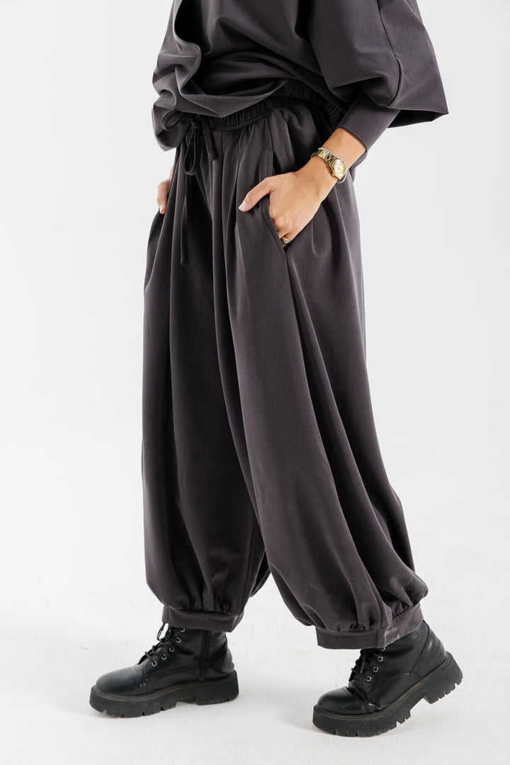 Gather Pants - Dark Grey