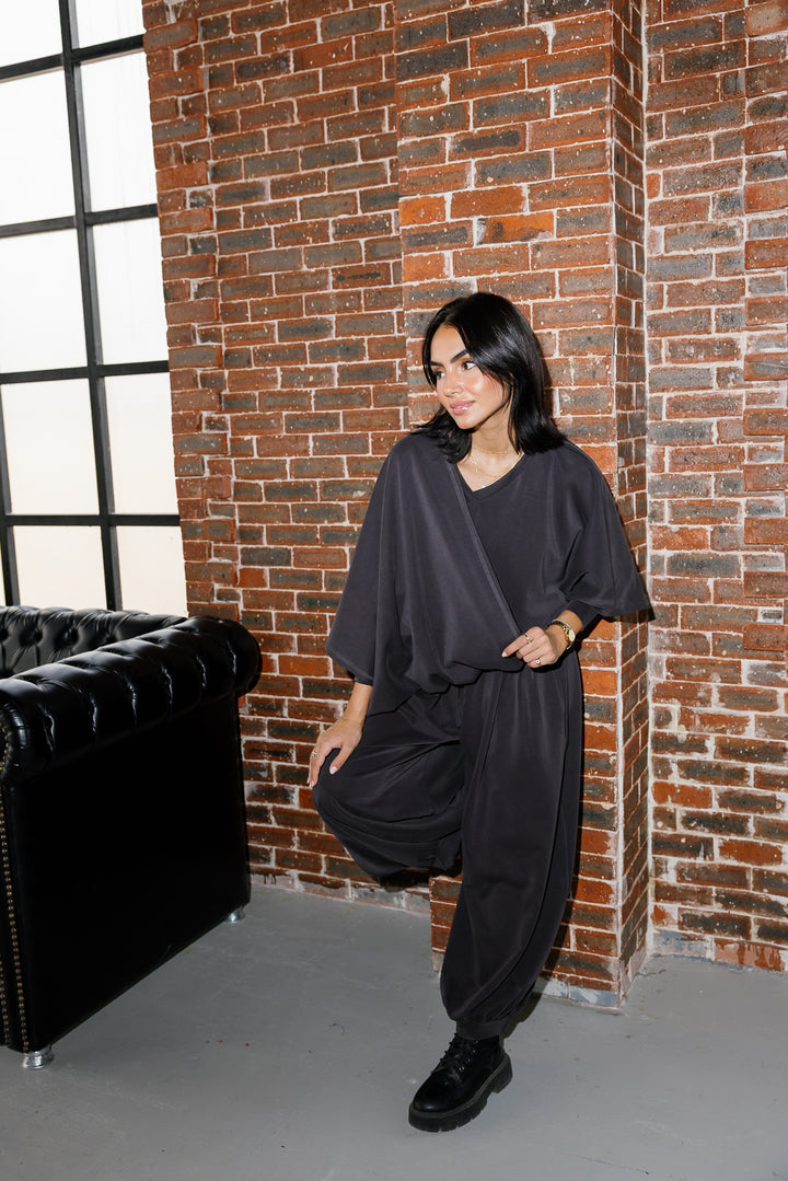 Gather Top - Dark Grey
