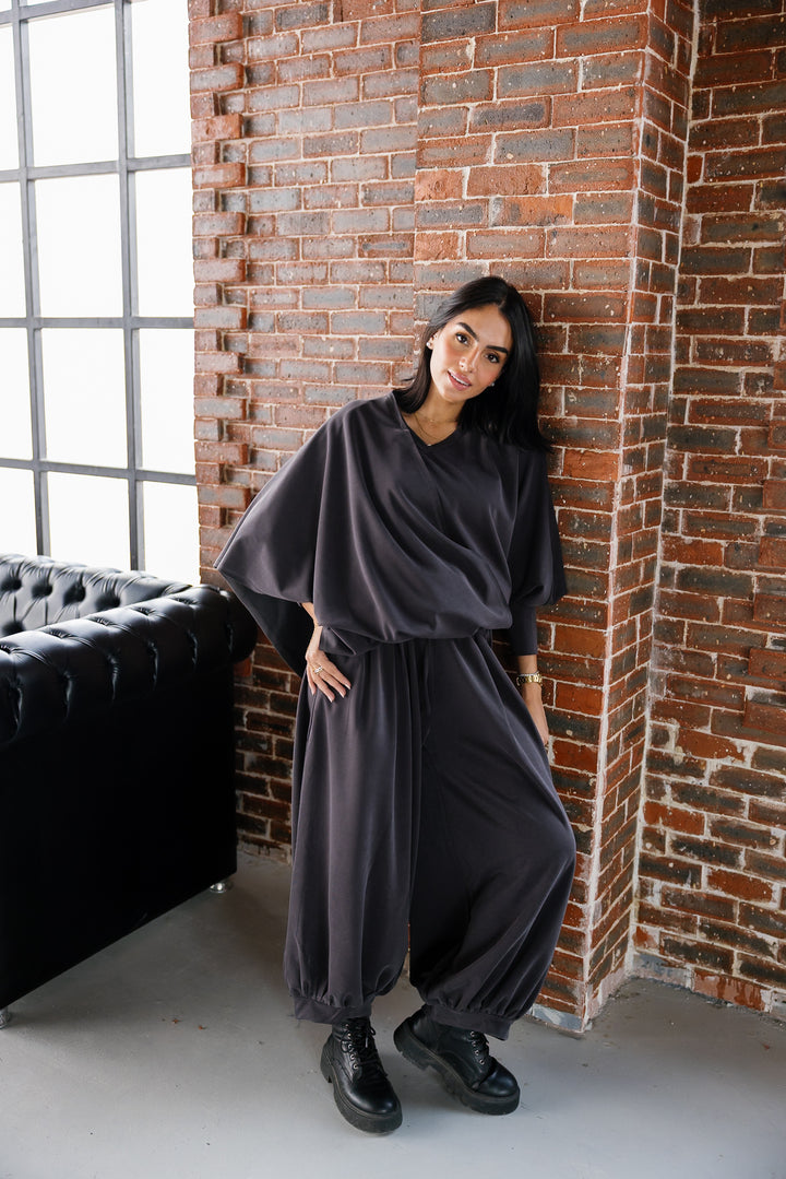 Gather Top - Dark Grey