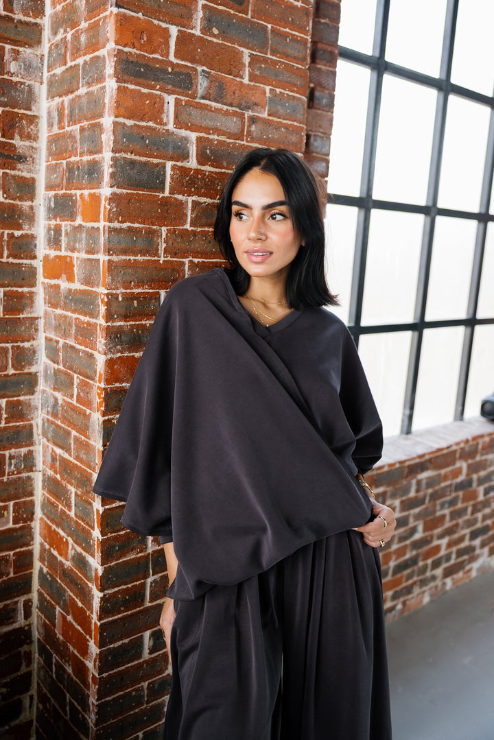 Gather Top - Dark Grey