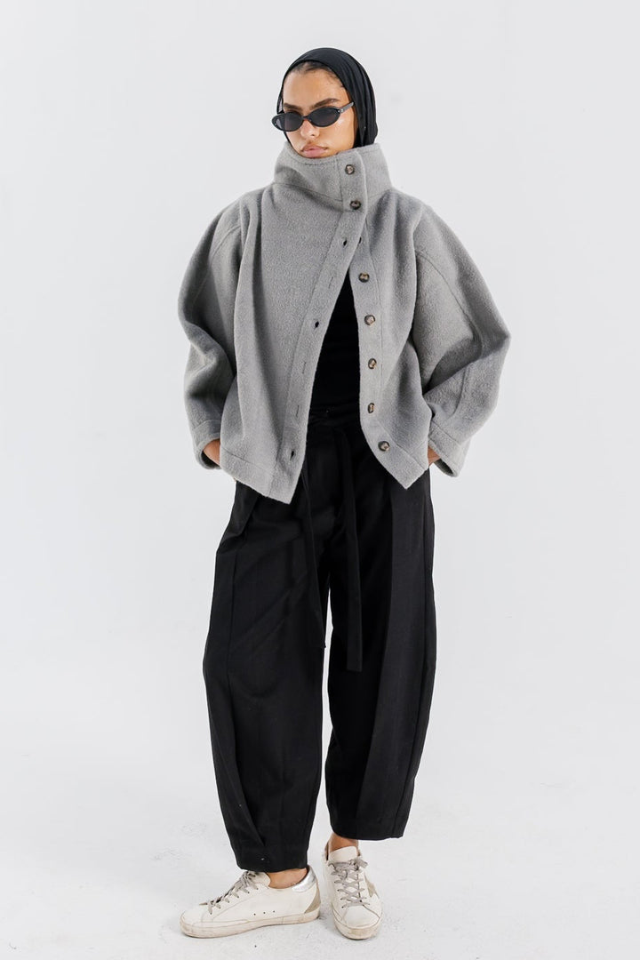 Sided Collar Jacket - Grey