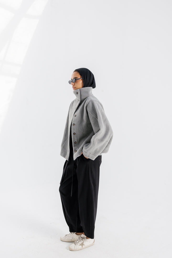 Sided Collar Jacket - Grey