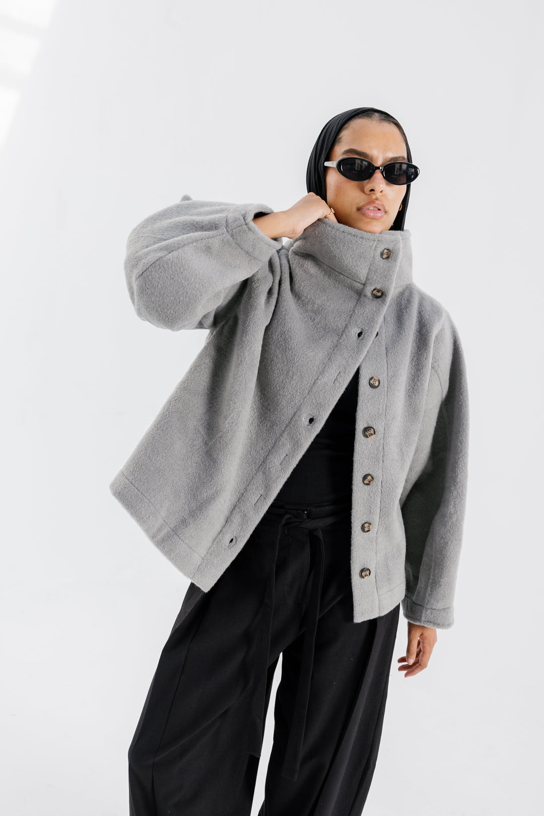 Sided Collar Jacket - Grey