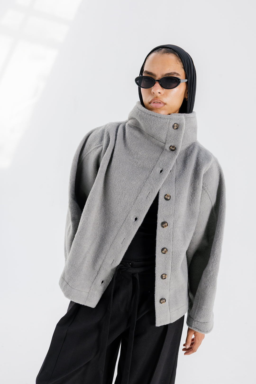 Sided Collar Jacket - Grey