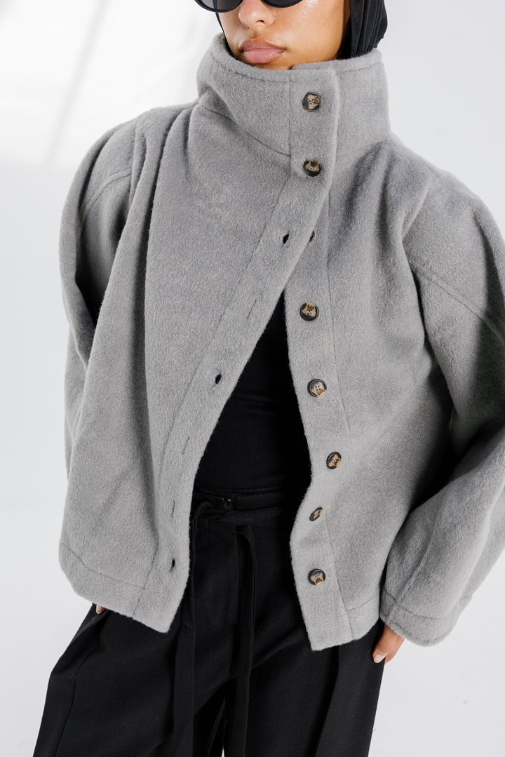 Sided Collar Jacket - Grey