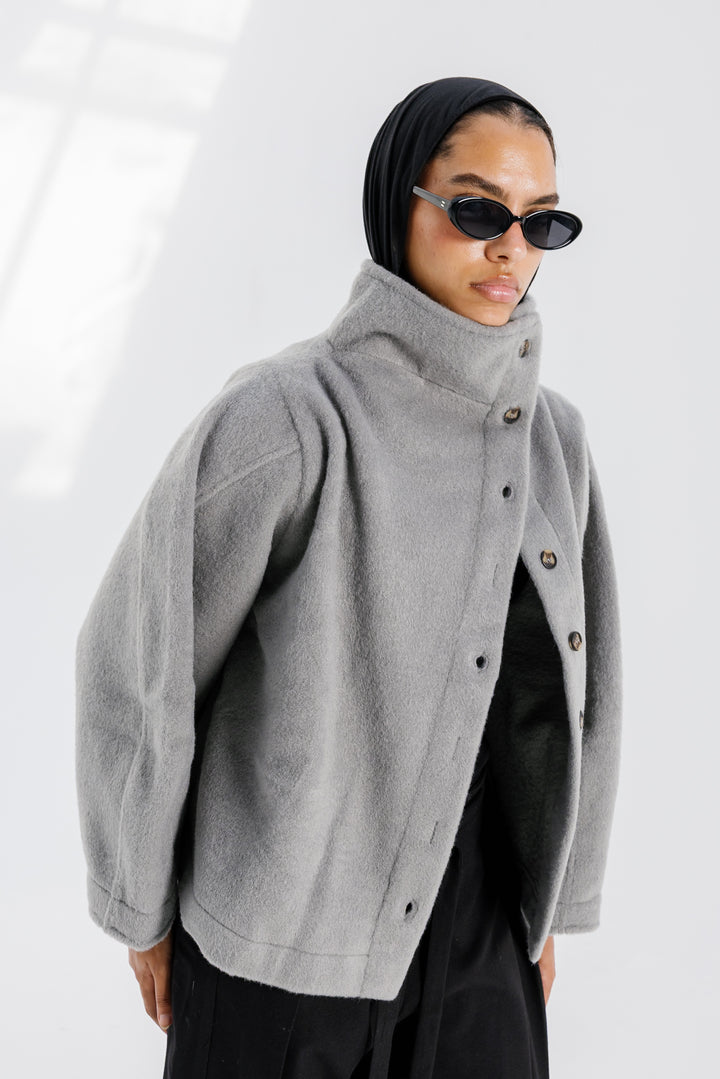 Sided Collar Jacket - Grey