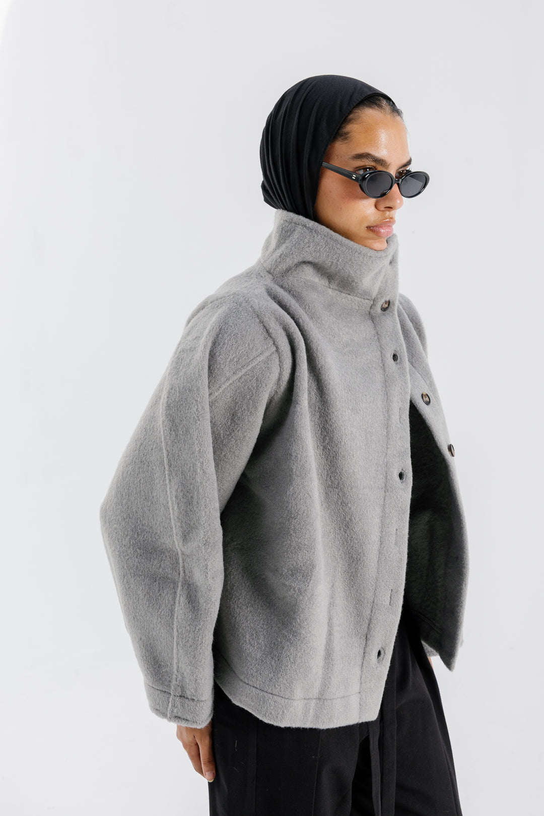 Sided Collar Jacket - Grey