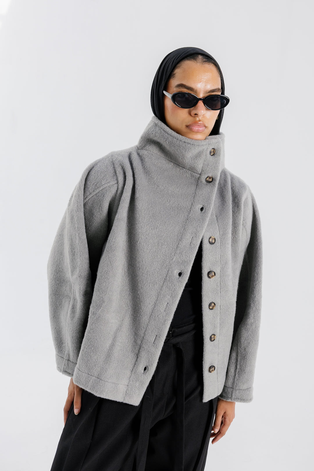 Sided Collar Jacket - Grey