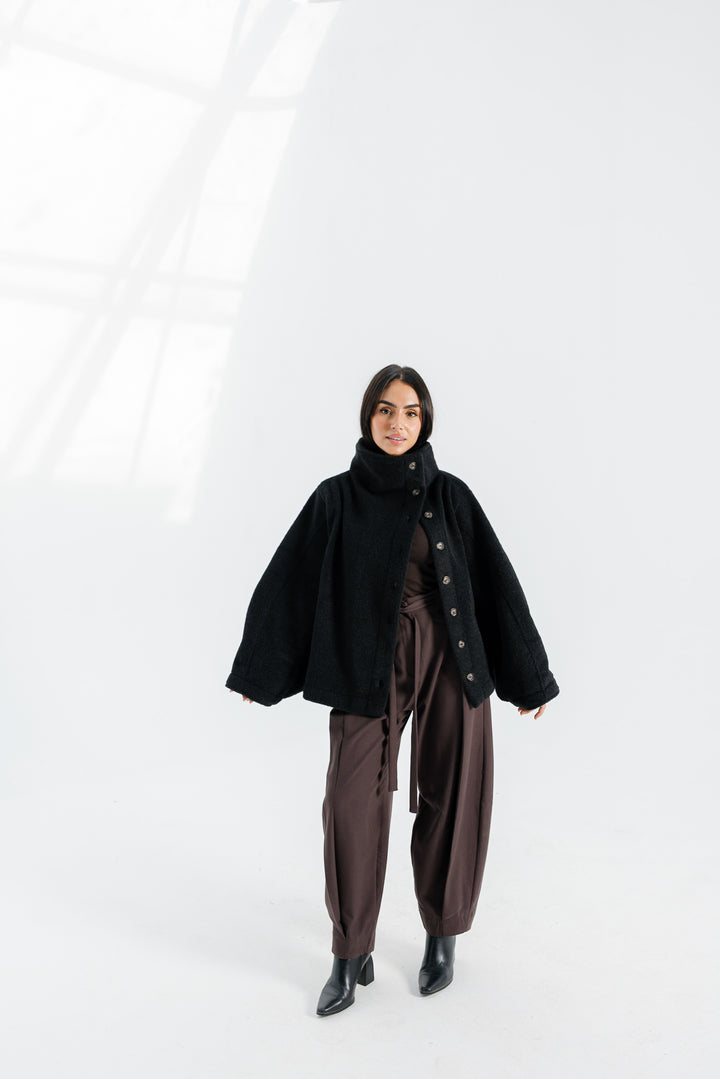 Sided Collar Jacket - Black