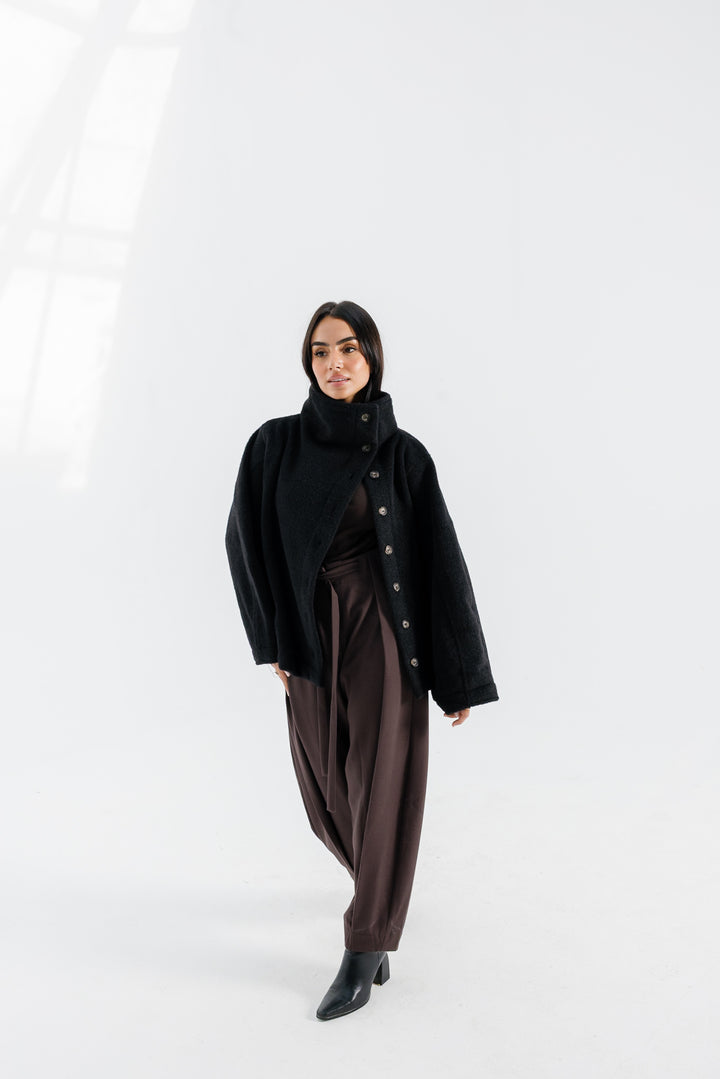 Sided Collar Jacket - Black